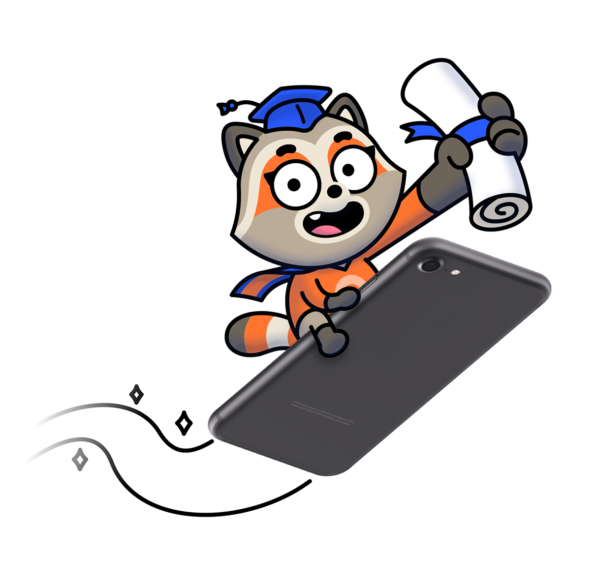 Character Flying on Phone